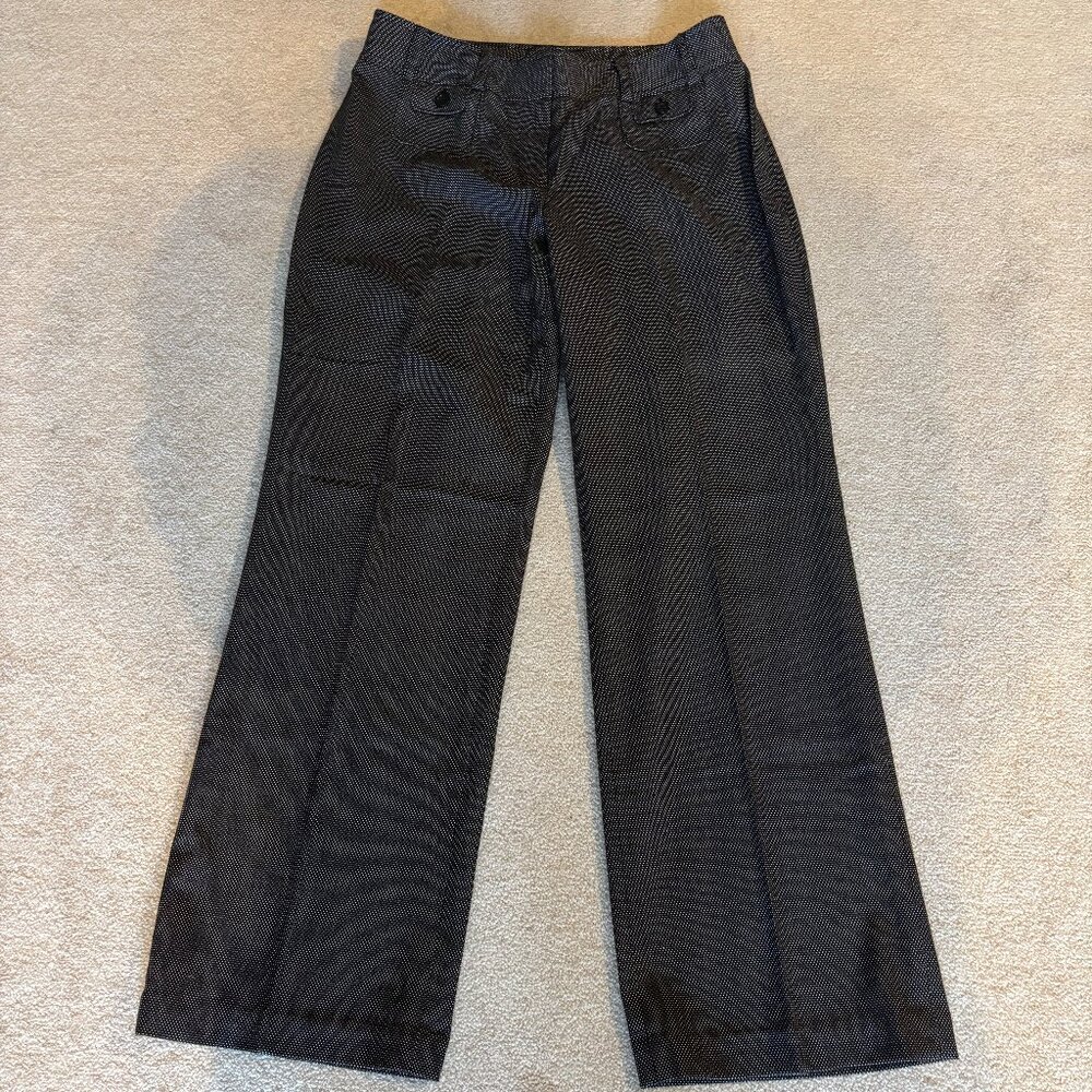 Ann Taylor black pants with mini white polkadots